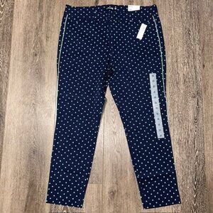 Old Navy Pixie Pant Womens 14 Navy & Baby Blue Polka Dot Mid Rise Stretch Chino